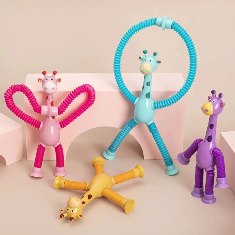 Kit 4 Girafas Pop It Tubo Estica E Gruda