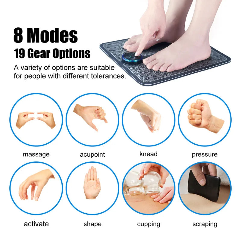 Tens Fisioterapia Foot Massager Mat Massageador Pes Muscular Electric EMS Health Care Relaxation Terapia Fisica Massage Salud