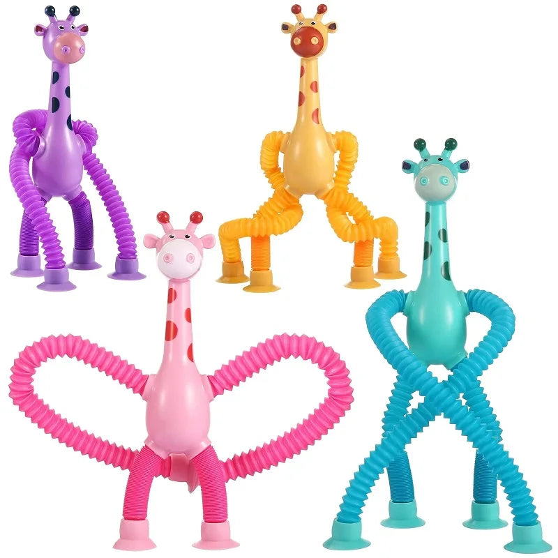 Kit 4 Girafas Pop It Tubo Estica E Gruda